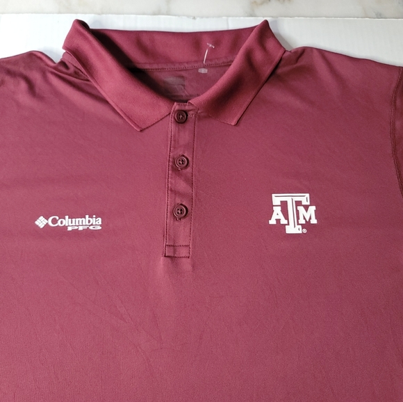 Columbia PFG Omni-Freeze Maroon Texas A&M Aggies NCAA Polo Shirt Men Size Large - Picture 2 of 10